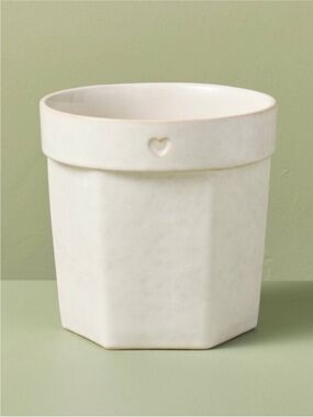 6” Ceramic Planter Pot with Heart Sour Cream - Hearth & Hand™ with Magnolia